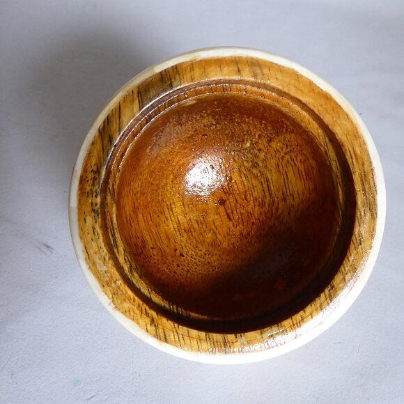 VINTAGE NEW HANDCRAFTED LIDDED OPIUM BOX BONE INLAY OVER WOOD TRINKET DISH - Picture 6 of 8